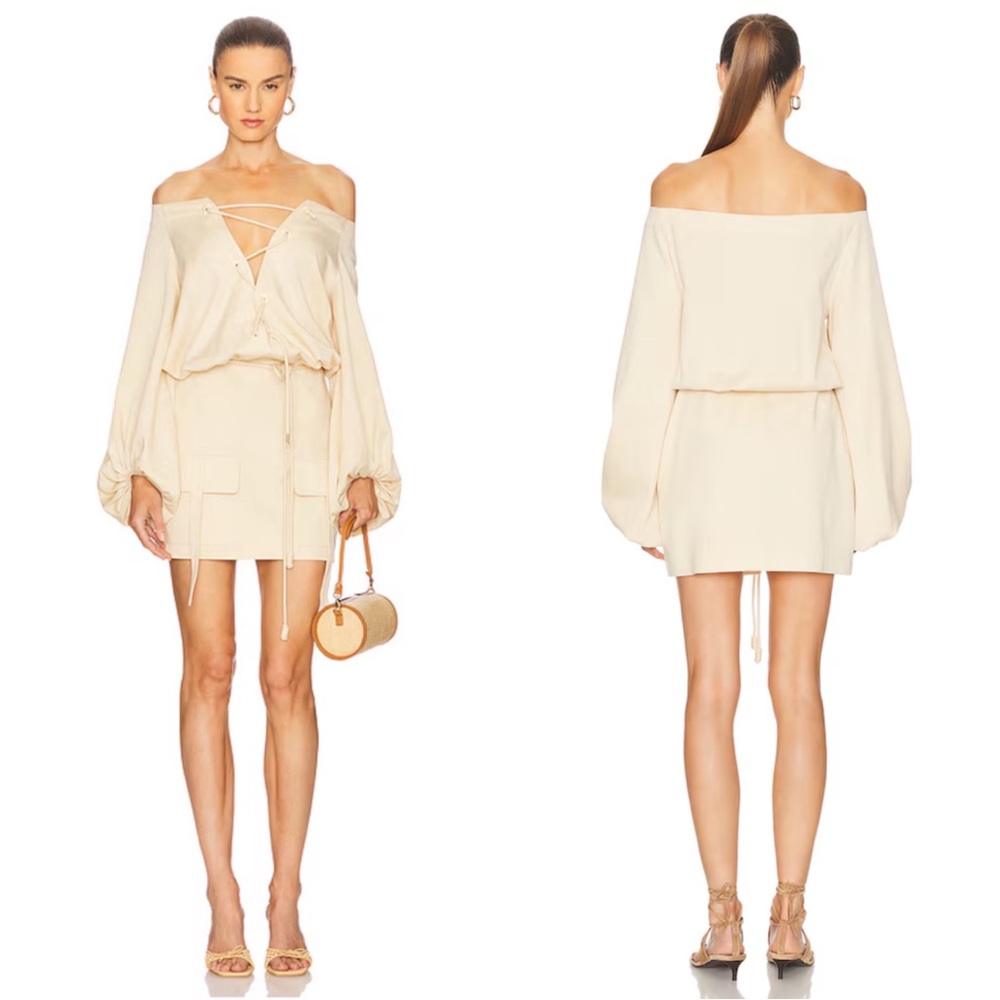 ALEXIS Dillon Off the Shoulder Long Sleeve Lace Up Mini Dress Size XS